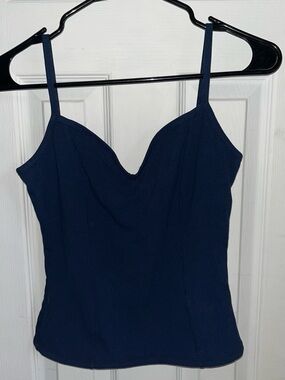 PINK Victoria's Secret Navy Ribbed Sweetheart Cami